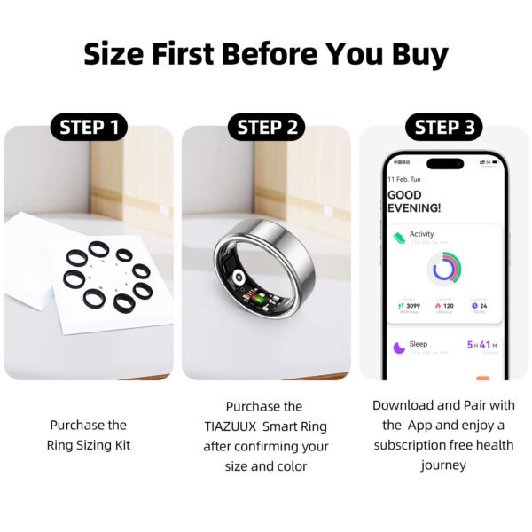 Smart Ring for Women&Men-Activity/Sleep/Heart Rate/HRV/Stress/Women's Health Tracker-IP68 Waterproof/Wearable-No Subscription Fee Required-Compatible with iPhone &Android